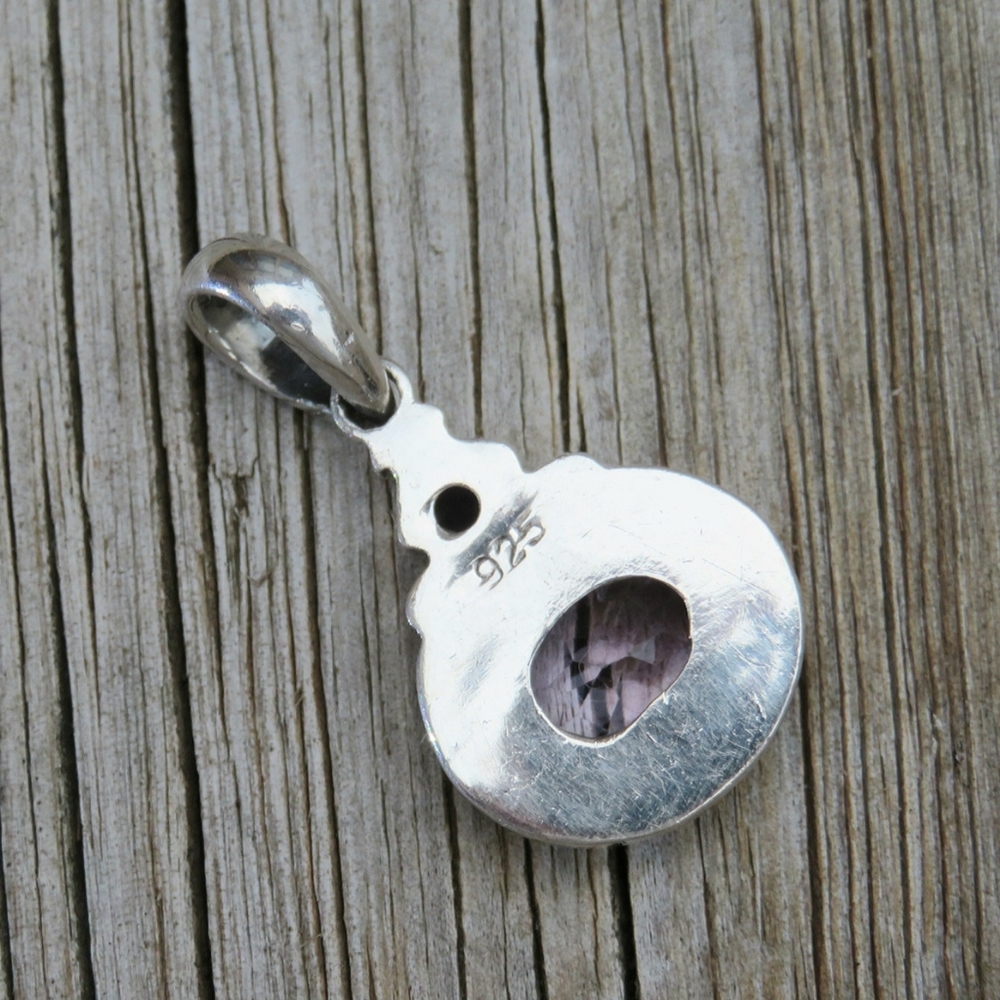 SOLD Vintage 925 Natural Amethyst & Iolite Pendant - Picture 4 of 4